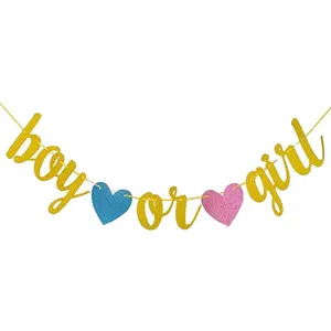 Glitter boy or girl banner for baby shower party decoration background supplies.