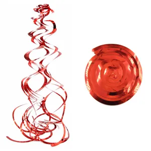 Red PVC spiral hanging decorations party streamers for Valentine's Day celebration and events.