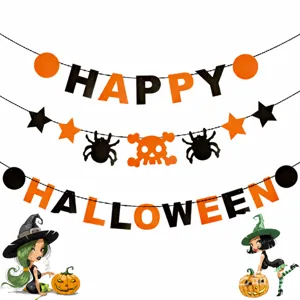 Διακόσμηση Banner Halloween Γιρλάντα Γραμμάτων από Μη Υφασμένο Ύφασμα Κρανίο Αράχνη Κρεμαστό Σημαιάκι Είδη Πάρτι