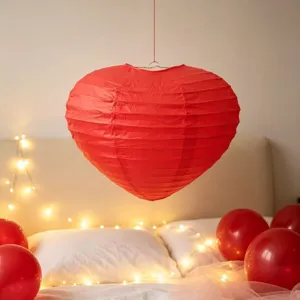Lanterna di carta rossa a cuore matrimonio festa decorazione appesa camera da romantica luci suggestive