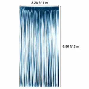 Blauer metallischer Lamettavorhang Hintergrund für Geburtstag Party Hochzeit Dekoration 1x2m