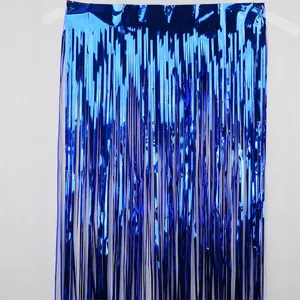 Thickened Ultra Bright Metallic Tinsel Fringe Curtain Foil Door Curtain For Wedding Birthday Party Stage Backdrop Decor
