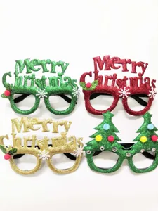 Christmas party glasses set with glitter Merry Christmas and tree designs for kids and adults