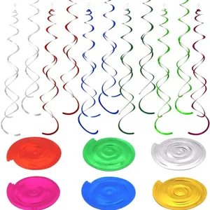 PVC double spiral hanging decorations and colorful swirl ornaments for party holiday decor.