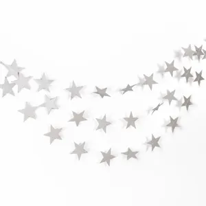 Silver star paper garland hanging party decoration, 7cm stars, 4 meters total length.