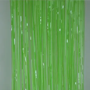 Green foil fringe curtain, 2m thickened metallic tinsel curtain for party wedding background.