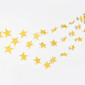 Gold star paper garland hanging decoration for wedding party backdrop and wall decor 4m length
