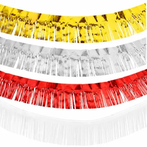 Party foil fringe curtain backdrop decoration 33cmx3m metallic tinsel garlands shiny