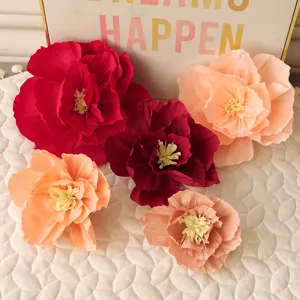 Handmade Crepe Paper Flowers Hanging Paper Pom Poms For Wedding Birthday Party Kindergarten New Year Home Decor