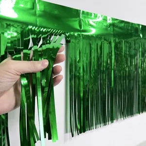 Green foil fringe curtain 33cmx3m tinsel backdrop for party celebration decoration background