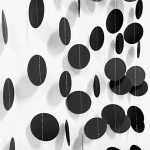 Guirlande de papier ronde noire Halloween bannière suspendue décoration fête 2m 4m
