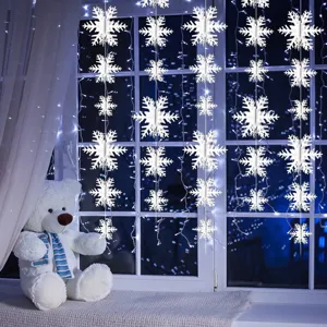 3D snowflake hanging string decorations Christmas party winter window home decor.