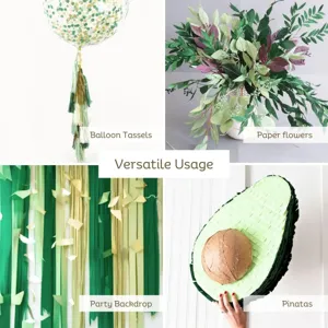 Avocado green crepe paper set 6 rolls for party balloon streamers and craft decorations.