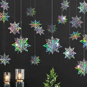 Decorazioni Sospese Fiocco di Neve 3D Olografico Ornamenti di Fiocchi in Carta Laser Per Festa di Natale Decorazione Invernale Casa