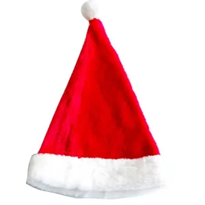 Classic red white plush Santa Claus hat for holiday party celebration Christmas costume accessory.
