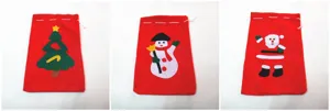 Christmas felt drawstring gift bags red holiday treat candy packaging bags for party