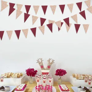 Triangle bunting banner for party decoration, hanging garland for celebration backdrop.