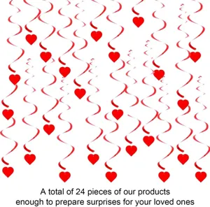 Valentine's Day red heart hanging swirls decorations 24 pieces set for romantic party setup