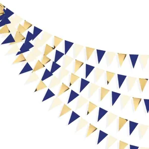 Decorative Stitched Paper Triangle Bunting Banner Garland Flag Pennant For Birthday Party Wedding Background Wall Decoration