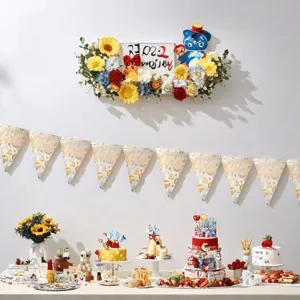 Digital 40 birthday bunting banner hanging decoration for adult party celebration supplies.