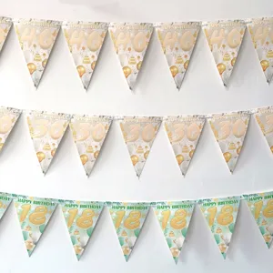 Birthday Party Triangle Banner Paper Bunting Hanging Decoration Celebration Supplies