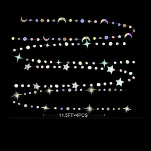Laser star moon garland hanging decoration for party birthday celebration 11.5ft 4pcs detail