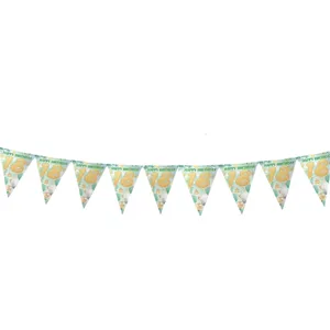 18th birthday party decoration triangular banner bunting flag green and gold celebration