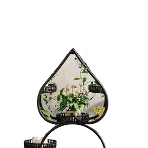 Modern Iron Multi-Tier Plant Stand Floor Standing Flower Pot Holder with Universal Wheels for Living Room Balcony Indoor Home Decor