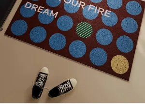 Retro entrance doormat non-slip floor carpet with modern graphic design for home hallway.