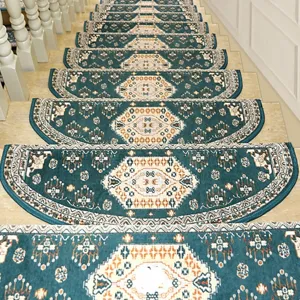 European Style Non-Slip Stair Treads Self-Adhesive Half Round Floor Mat Home Stair Protection Carpet Mat Decor