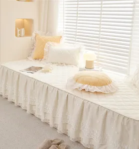 Cozy lace bay window cushion mat, elegant four-season anti-slip decorative home textile cover.
