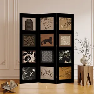 French Vintage Folding Screen Partition For Living Room Bedroom Movable Retro Art Decorative Divider Screen