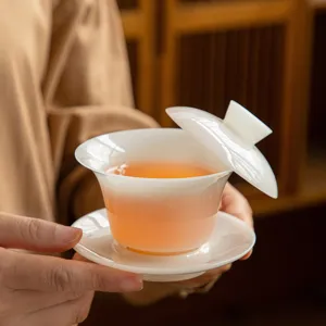 Ice Jade Porcelain Kung Fu Tea Set Gaiwan Teacup Ceramic Tea Ceremony Set Household Tea Making Gift
