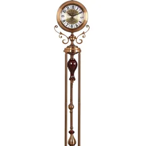 Luxury European style standing floor clock for living room home decor with classic dial.
