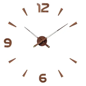 Minimalist DIY wooden wall clock walnut silent clock modern living room wall decor sticker
