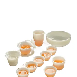 Ice jade porcelain tea set set kung fu ceramic gaiwan tea cups home brewing 2026 new