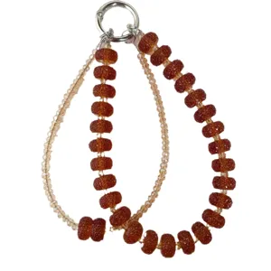 Brown sugar bead phone chain double layer crystal bag charm minimalist fashion accessory