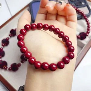 Red beaded bracelet fashion elegant wrist chain charming jewelry accessory for women