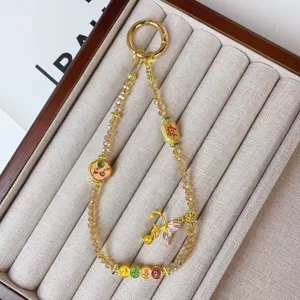 Crystal beaded phone chain lucky bag charm alloy new year fashion pendant accessory