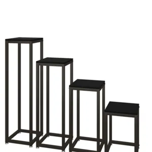 Tiered metal plant stand for indoor balcony potted flower display rack four tier black