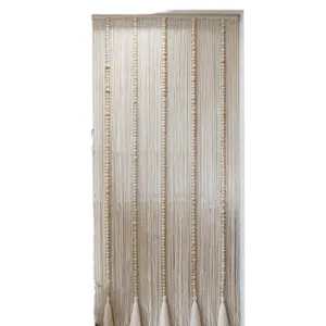 Bohemian macrame string door curtain handmade cotton cord with wooden beads for room decor