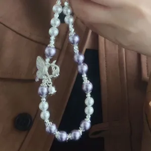 Korean style beaded phone charm aesthetic pearl lanyard cute bag pendant accessory for girls