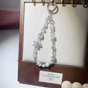 Luxus Original Design Kristall Perlen Handyketten mit Legierung Schleife funkelnde Anhänger.