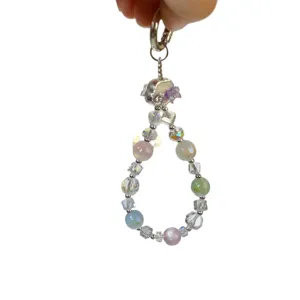 Cadena de teléfono móvil de cristal de gota de agua colgante corto llavero bonito de verano