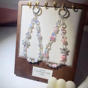 Leichter Luxus Kristall Perlen Handy-Anhänger Legierung Schleife Auto Schlüsselanhänger Ästhetische Hängende Ornament Schmuck Geschenk