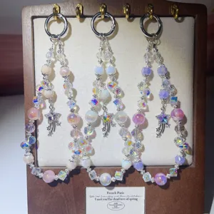 Rhinestone Crystal Beaded Phone Charm Star Pendant Bag Hanging Ornament