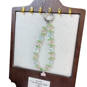 Crystal beaded phone charm wrist strap keychain aesthetic cute bag accessory strap for women