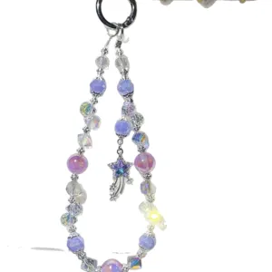 Handmade crystal phone chain beaded pink star charm cute bag pendant women accessories