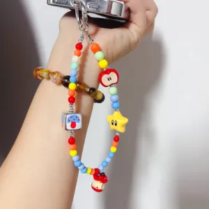 DIY colorful dopamine beaded phone charm cute aesthetic wrist strap accessory item