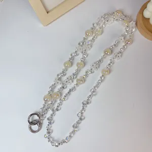 Crystal phone lanyard crossbody beaded strap sparkly phone chain aesthetic cute pearl accessory
